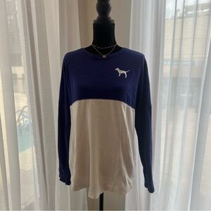 VS Love Pink Pullover, Indigo and White